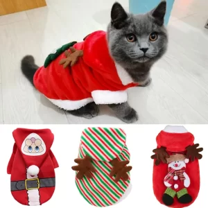 Lee más sobre el artículo Suéter con capucha de gato Sphynx de Navidad, disfraz cálido de invi