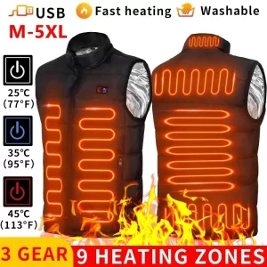 Lee más sobre el artículo Chaleco calefactable de 9 zonas, chaquetas eléctricas con calefacció