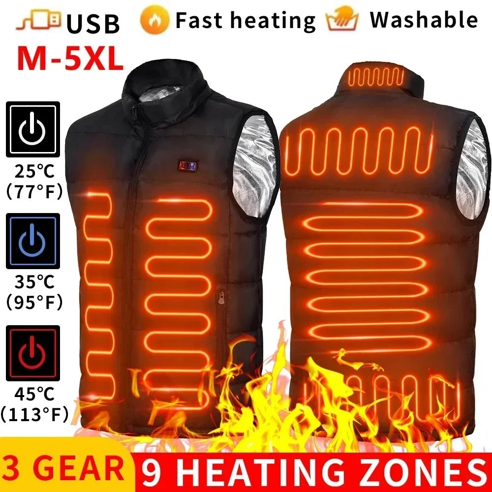 Lee más sobre el artículo Chaleco calefactable de 9 zonas, chaquetas eléctricas con calefacció