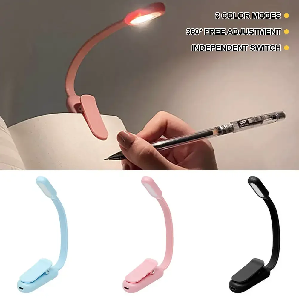 Lee más sobre el artículo Mini LED USB para libros nocturnos, 3 colores de luz, brillo ajustab