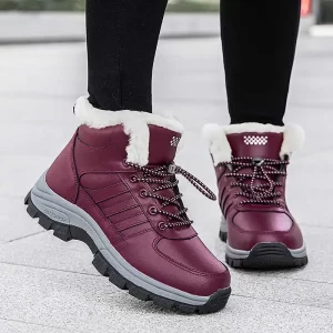 Lee más sobre el artículo Bota de nieve con suela antideslizante para mujer, zapatos tejidos d