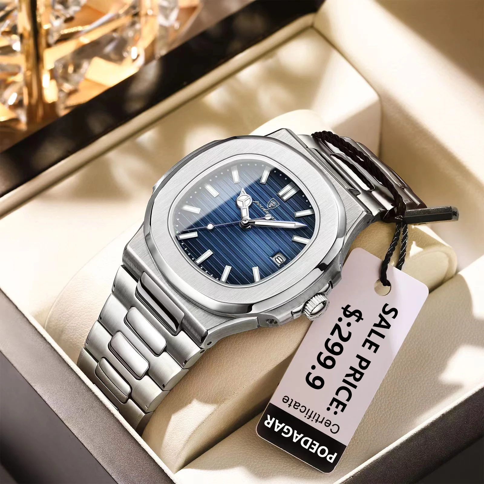 Lee más sobre el artículo Reloj de pulsera POEDAGAR cuadrado de lujo para hombre, resistente a