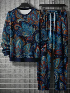 Lee más sobre el artículo Conjunto de sudadera con cuello redondo y estampado 3D para hombre,