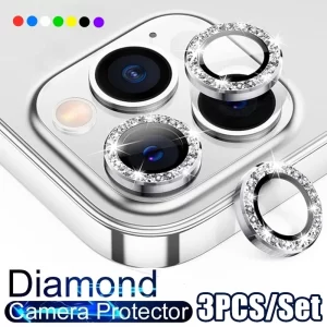 Lee más sobre el artículo Protector de lente de cámara con purpurina de diamante para iPhone 1