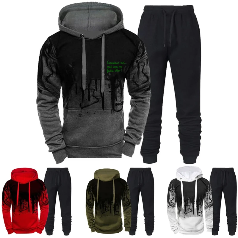 Lee más sobre el artículo Sudadera con capucha para hombre, conjunto de sudadera con estampado