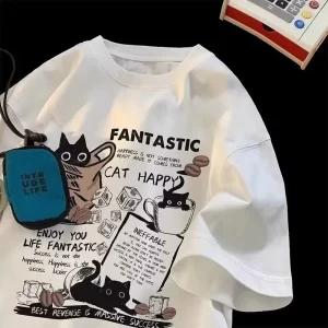 Lee más sobre el artículo Camiseta retro americana de manga corta, nueva marca de moda de vera