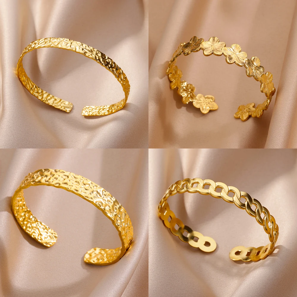 Lee más sobre el artículo Brazalete ajustable para mujer, pulsera de acero inoxidable, resiste