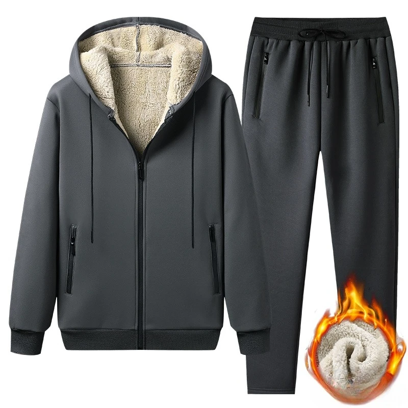Lee más sobre el artículo Traje de dos piezas para hombre, chándal cálido y grueso, chaqueta d