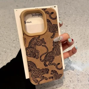 Lee más sobre el artículo Funda de teléfono de cuero regenerado con patrón de leopardo vivo pa