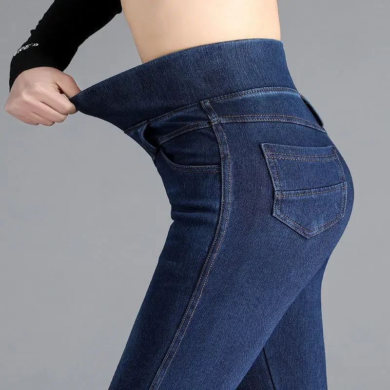 Lee más sobre el artículo Mujer Jeans Pantalones cintura elástica cintura alta invierno pies e