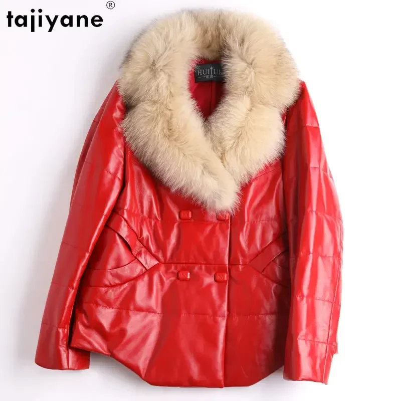 Lee más sobre el artículo Tajiyane 100% chaqueta de plumón de cuero genuino para mujer, chaque