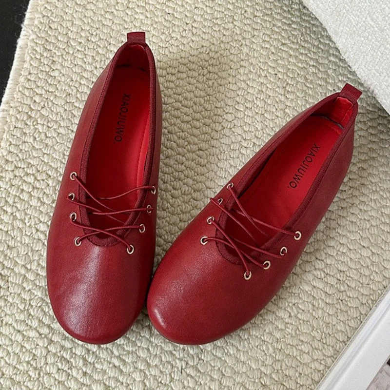 Lee más sobre el artículo Zapatos planos de punta redonda de marca para mujer, zapatos individ