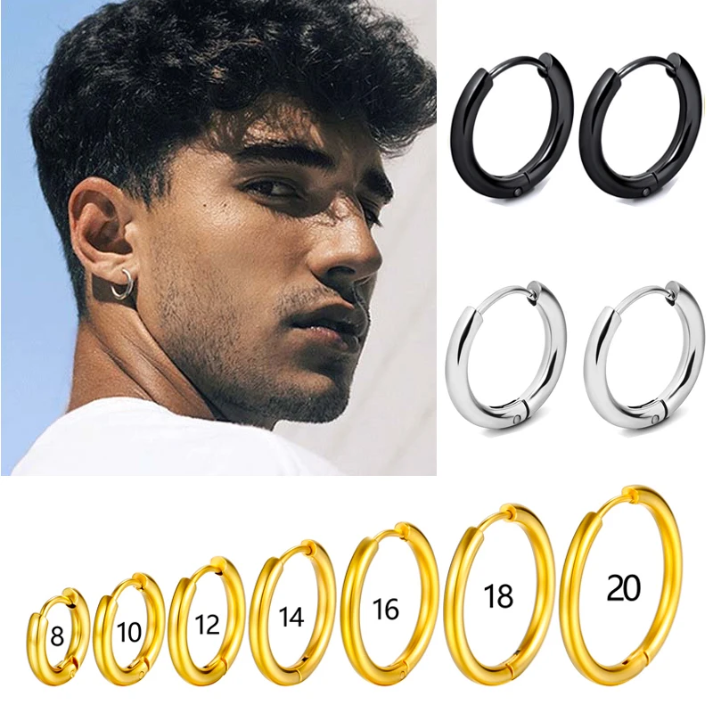 Lee más sobre el artículo 1 par de Pendientes de aro de acero inoxidable para Mujer y hombre,