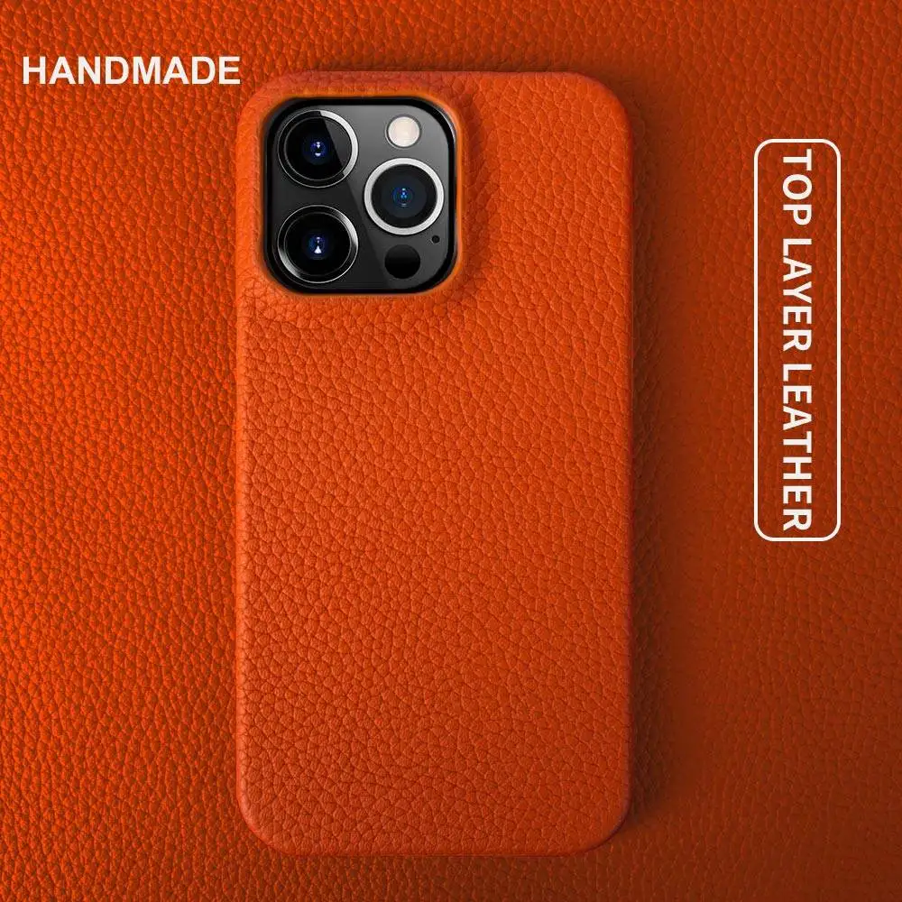 Lee más sobre el artículo Para iphone 13 pro Funda de lujo de cuero genuino Funda trasera Etui