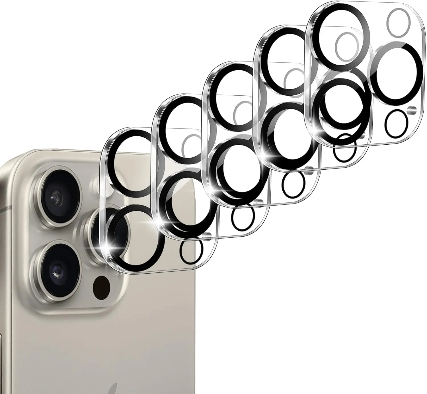 Lee más sobre el artículo 2/4 Uds 9H para iPhone 15 Pro /15 ProMax HD película protectora de l