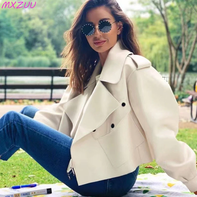 Lee más sobre el artículo Abrigo de piel de oveja para mujer, chaqueta holgada corta de talla