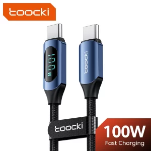 Lee más sobre el artículo Toocki-Cable de carga rápida tipo C a tipo C, cargador PD de 100W, U
