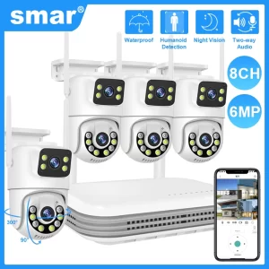Lee más sobre el artículo Sistema CCTV inalámbrico Smar, Kit de cámara WiFi, cámaras IP de 6MP
