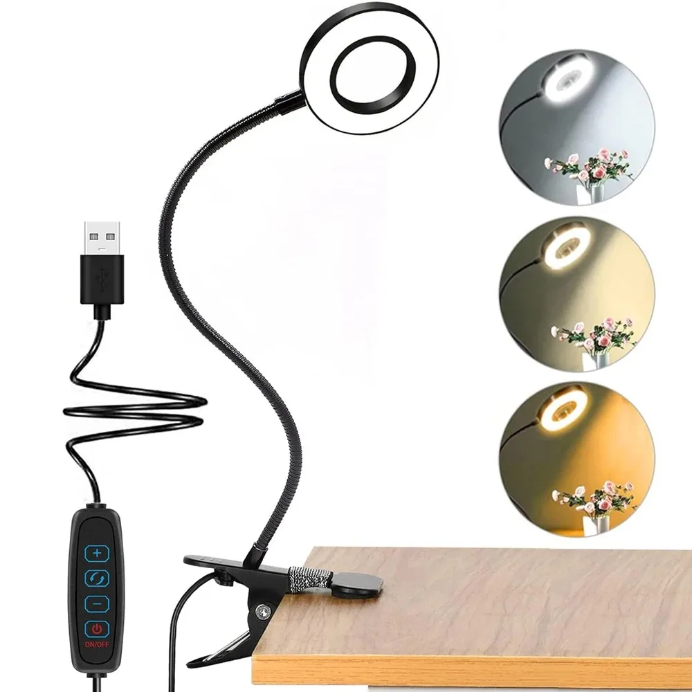 Lee más sobre el artículo Lámpara de escritorio de 48 LED con clip, luz de libro USB, mesita d