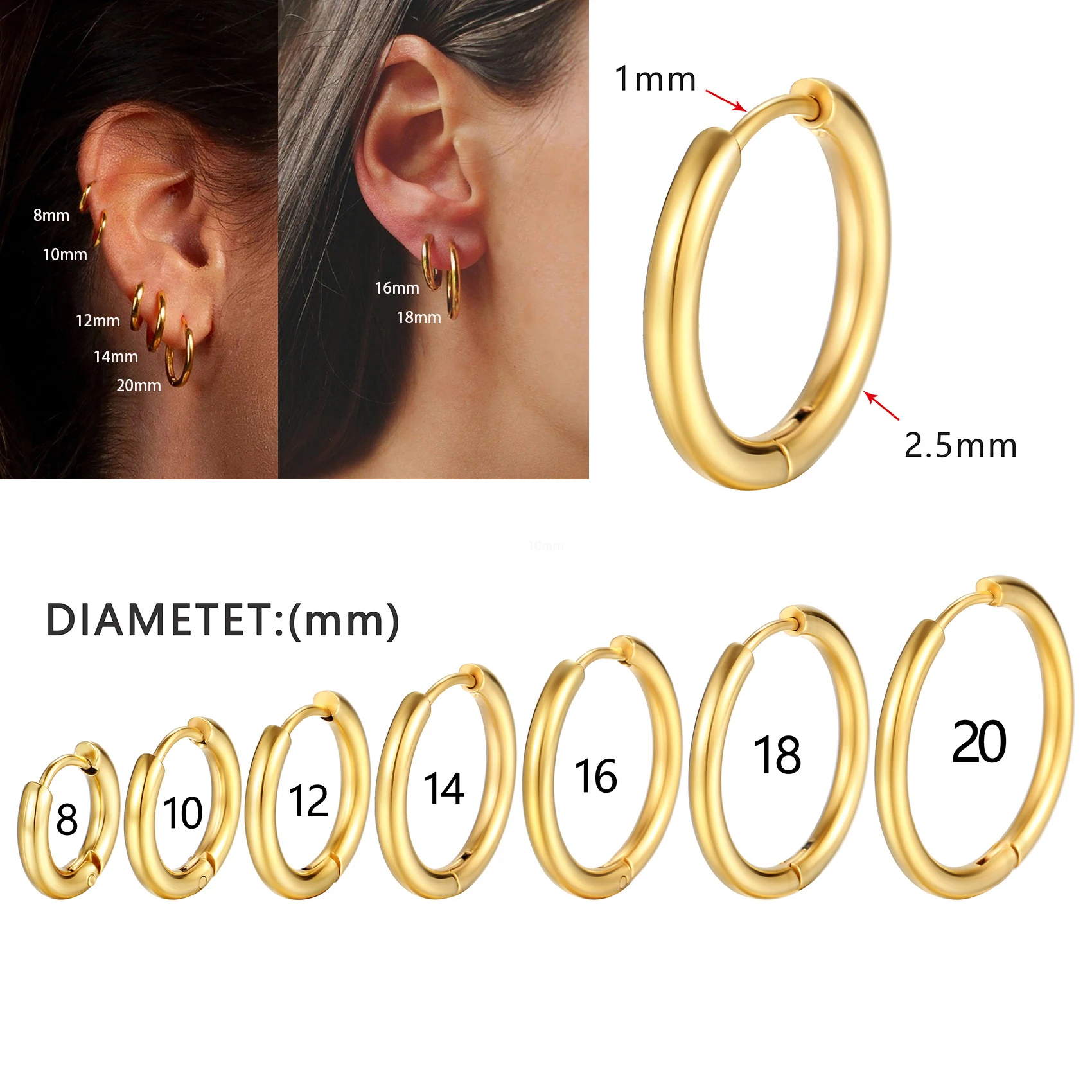 Lee más sobre el artículo Pendientes de aro pequeños para Mujer y hombre, aretes redondos de a