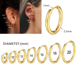 Lee más sobre el artículo Pendientes de aro pequeños para Mujer y hombre, aretes redondos de a