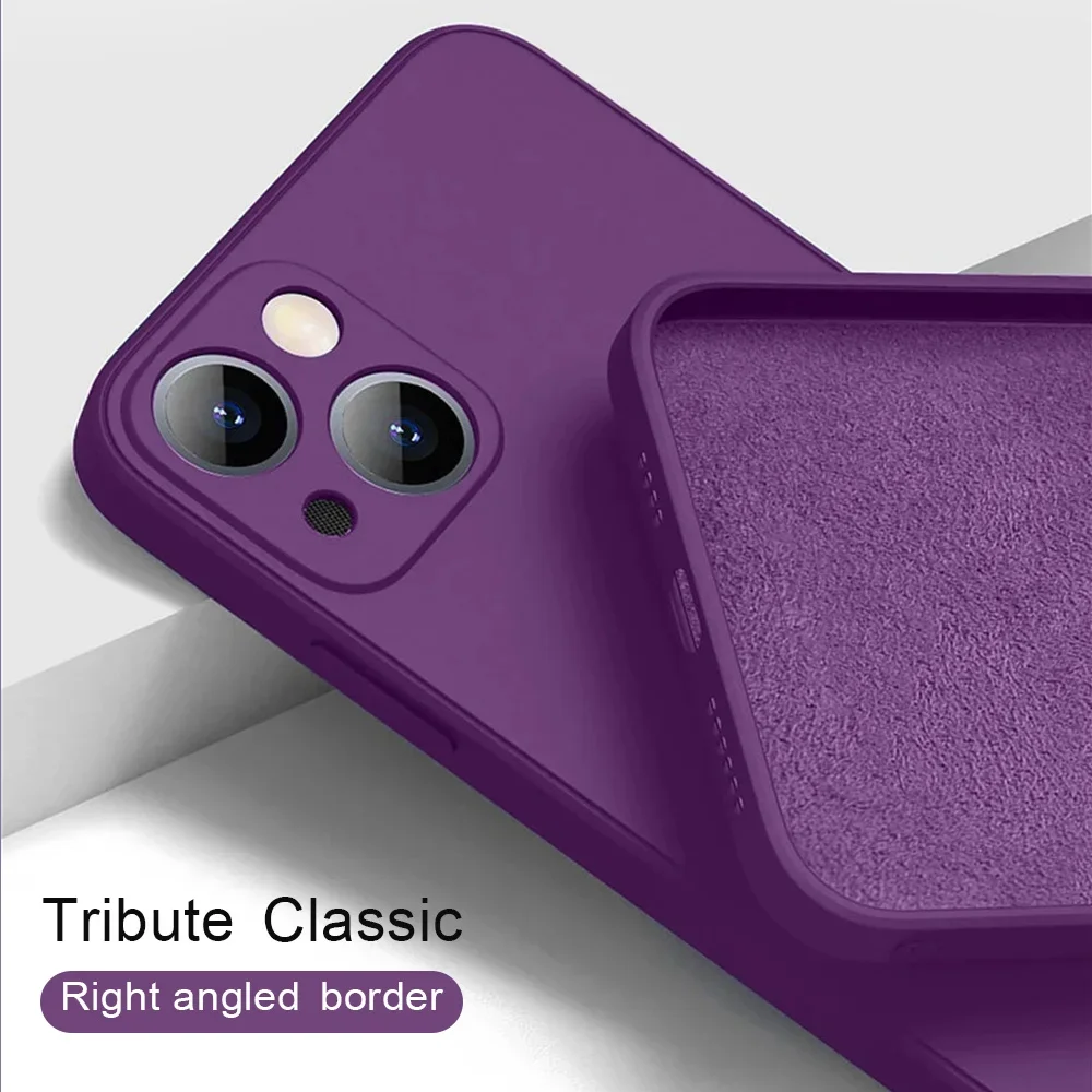 Lee más sobre el artículo Púrpura para iPhone 16 funda de teléfono de silicona líquida 11 12 1
