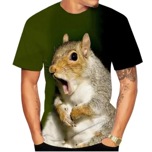 Lee más sobre el artículo Camisetas con estampado 3D de ardilla para hombre,ropa de calle Hara