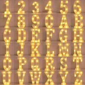 Lee más sobre el artículo Luz LED con letras de 21,8 cm, luz nocturna luminosa con letras y nú