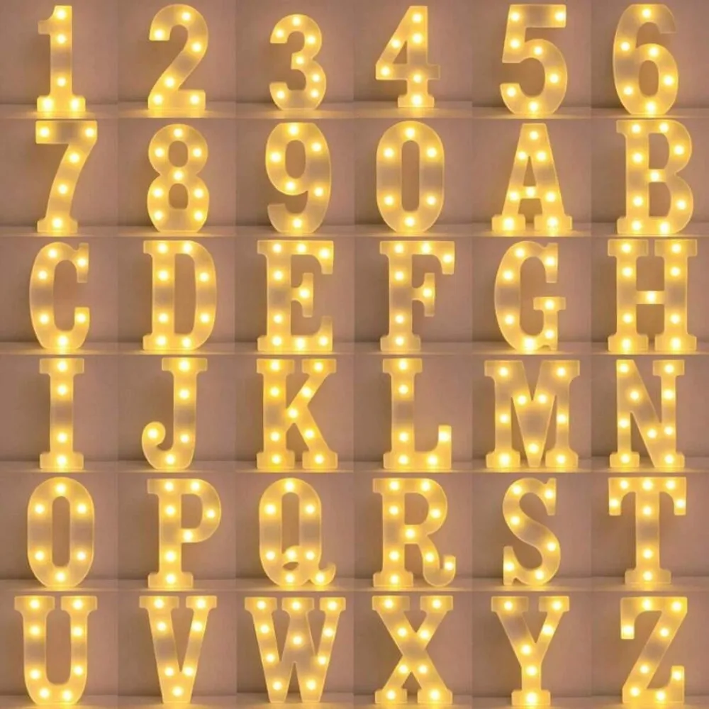Lee más sobre el artículo Luz LED con letras de 21,8 cm, luz nocturna luminosa con letras y nú
