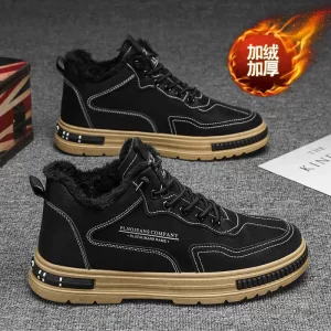 Lee más sobre el artículo Zapato de nieve acolchado de piel, zapatillas negras para mujer, bot