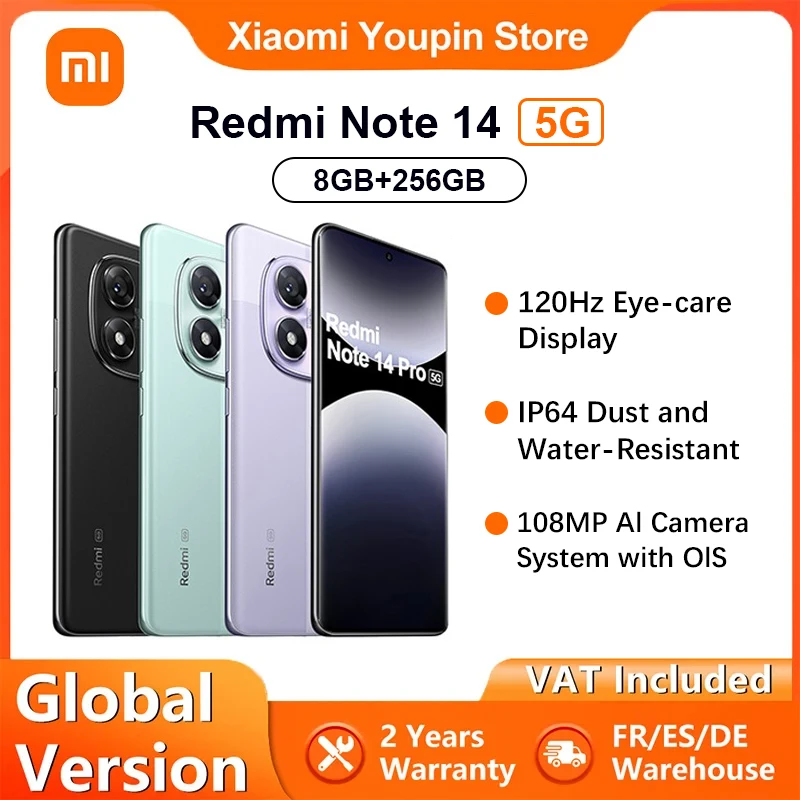Lee más sobre el artículo Versión Global Xiaomi Redmi Note 14 5G Smartphone NFC MTK Dimensity
