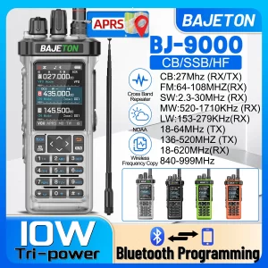 Lee más sobre el artículo BAJETON BJ-9000 Walkie Talkie APRS/GPS 10W CB banda cruzada Bluetoot