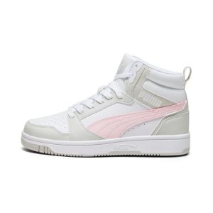 DESCUENTO: PUMA Unisex Kids Rebound V6 Mid Jr Zapatillas, Puma White Frosty Pink Sedate Gray, 36 EU rebajado hoy