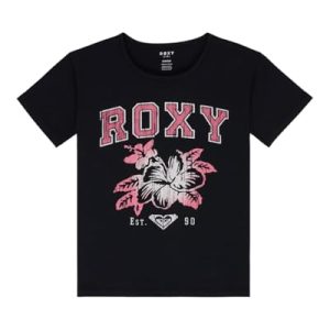 Roxy LILYREGULAR – Camiseta de Manga Corta para niña, Color Negro, Talla 12, Antracita, 12 años
