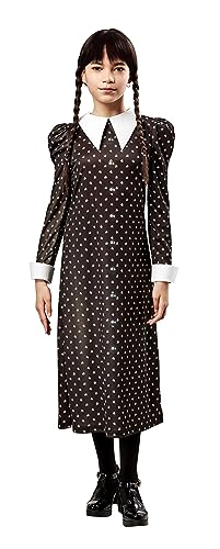 ¡GRAN PRECIO! Rubies Disfraz Miércoles Addams barato para niñas, Vestido impreso con cuello, Oficial Wednesday, Miercoles Addams para Halloween, Carnaval y Cosplay al mejor precio