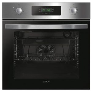 Candy FIDCP X625 L, Horno Multifunción, 70L, Bandeja y Rejilla, Limpieza Aquactiva, Convección + Ventilador radial, 8 Funciones, Display Timer Touch, Mandos Push&Pull, Puerta 2 Cristales, Inox y Negro