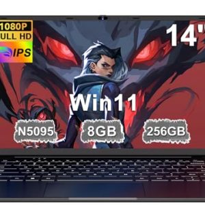 Ordenador Portátil 14 Pulgadas Celeron N5095 Upto 2,9 GHz Portatiles 8GB RAM 256GB SSD TF 1TB LPDDR4 Win11 5G WiFi 1920*1080 FHD Widevine L1 Laptop Película Protectora Español – Negro Cuerpo MetálicoA