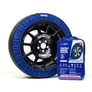 PROMOCIÓN: Sparco SnowShield | Juego de 2 cadenas de nieve para coche | Cadenas para nieve fáciles de montar | Silenciosas, duraderas, homologadas y reutilizables con oferta