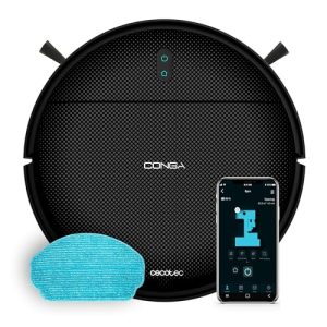 Cecotec Robot Aspirador con Navegación Giroscópica y App Conga M10 X-Treme. 2000Pa, Barre, Aspira, Friega y Pasa la Mopa, Autonomía 120mins, Sensores Anticaídas y 2 Cepillos Laterales