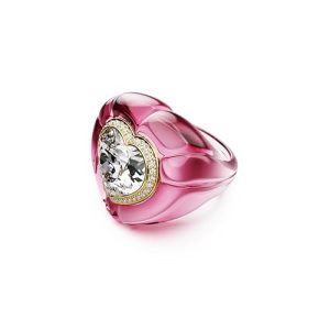 OPORTUNIDAD: Swarovski Anillo de Cóctel Dulcis, Colección Dulcis, Talla de Corazón, Pavé, Baño en Tono Oro, Cristal en Rosa, Resina, Inspiración Pop Art, Rosa con descuento