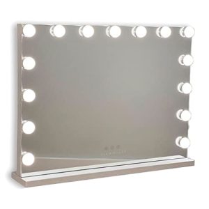 REBAJADO: Flamingueo Espejo Maquillaje con Luz – 15 LED – 3 Modos de Luz – Intensidad Ajustable – Control Táctil – Puerto USB – Accesorio de Aumento Incluido – Blanco – 58 x 46 x 12 cm con oferta