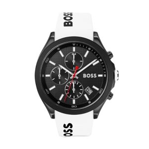 ¡GRAN PRECIO! BOSS Reloj Cronógrafo de Cuarzo para Hombre 44 mm Colección VELOCITY con Correa de Silicona, Función de Fecha, 3 Subesferas, Resistencia al Agua 5ATM