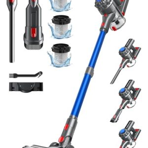 ¡GRAN PRECIO! Ivormentico 50Mins Aspiradora sin Cable, 40KPA Aspirador sin Cable, 450W Escoba Aspiradora sin Cable con Cepillo para Suelos Mejorado, Aspirador Vertical con LED Verde, para Suelo/Pelo, Azul en promoción