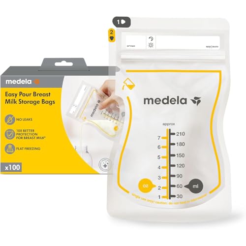 OFERTA: Medela bolsas de almacenamiento de leche materna Easy Pour, bolsas desechables de 210 ml, a prueba de fugas, protegen los nutrientes de la leche, sin BPA, paquete de 100, Exclusivo en Amazon con oferta