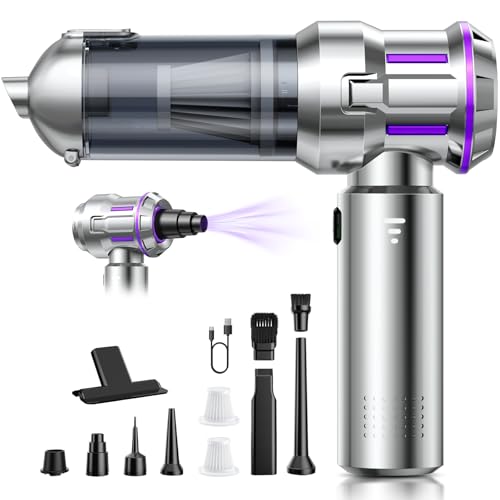 TOP VENTAS: Aspirador de Mano, 25000Pa Aspiradora sin Cable Coche, Descarga de Polvo Automática con un Toque & 4 en 1 aspirador coche con Motor sin Escobillas, 3 Niveles, Ideal para Pelo de Mascotas, Coche, Hogar en promoción