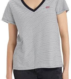 REBAJADO: Levi’s Perfect V-Neck, Mujer, Annalise Stripe Cloud Dancer, XL con oferta