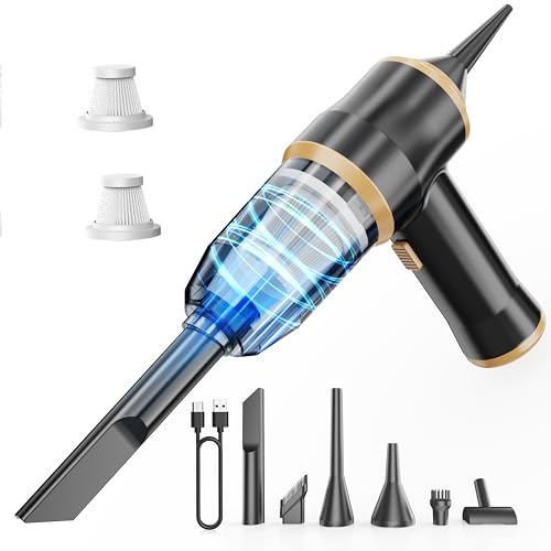 CHOLLO: BELIBUY Mini Aspiradora para Coche 15000 Pa – Aspiradora Portátil Inalámbrica de Mano y Soplete de Aire con 2 Filtros, Ideal para Coche, Sofá, Oficina, Mascotas y Hogar con descuento