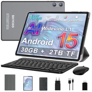 OFERTA: SKYEGG Tablet 10 Android 15 con Gemini AI, 30 GB + Ampliable 2 TB , Octa-Core, Widevine L1, G, BT 5.0, Cámara 8 MP + 5 MP, Batería 6000 mAh, con Teclado, Ratón y Funda – Gris en promoción