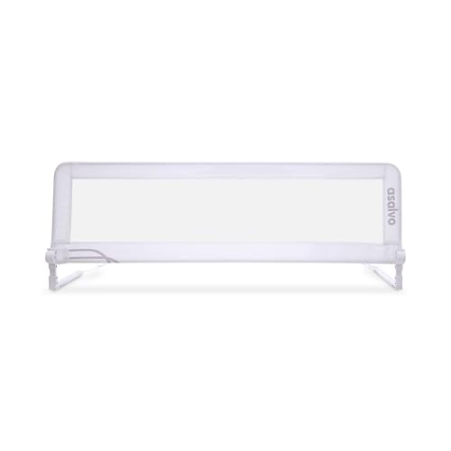 ¡GRAN PRECIO! Asalvo Barrera de Cama 2 en 1 de 150 cm para Niño - Abatible con Correas Ajustables + Apta para Cama Nido + Instalación Fácil y Lavado Sencillo - Protección Segura y Estable - Blanco con descuento