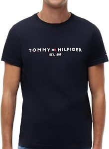 DESCUENTO: Tommy Hilfiger Camiseta de Manga Corta para Hombre Core Tommy Logo Cuello Redondo, Azul , M en promoción